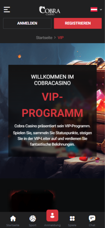 Schnittstelle bei Casino Cobra Anwendung